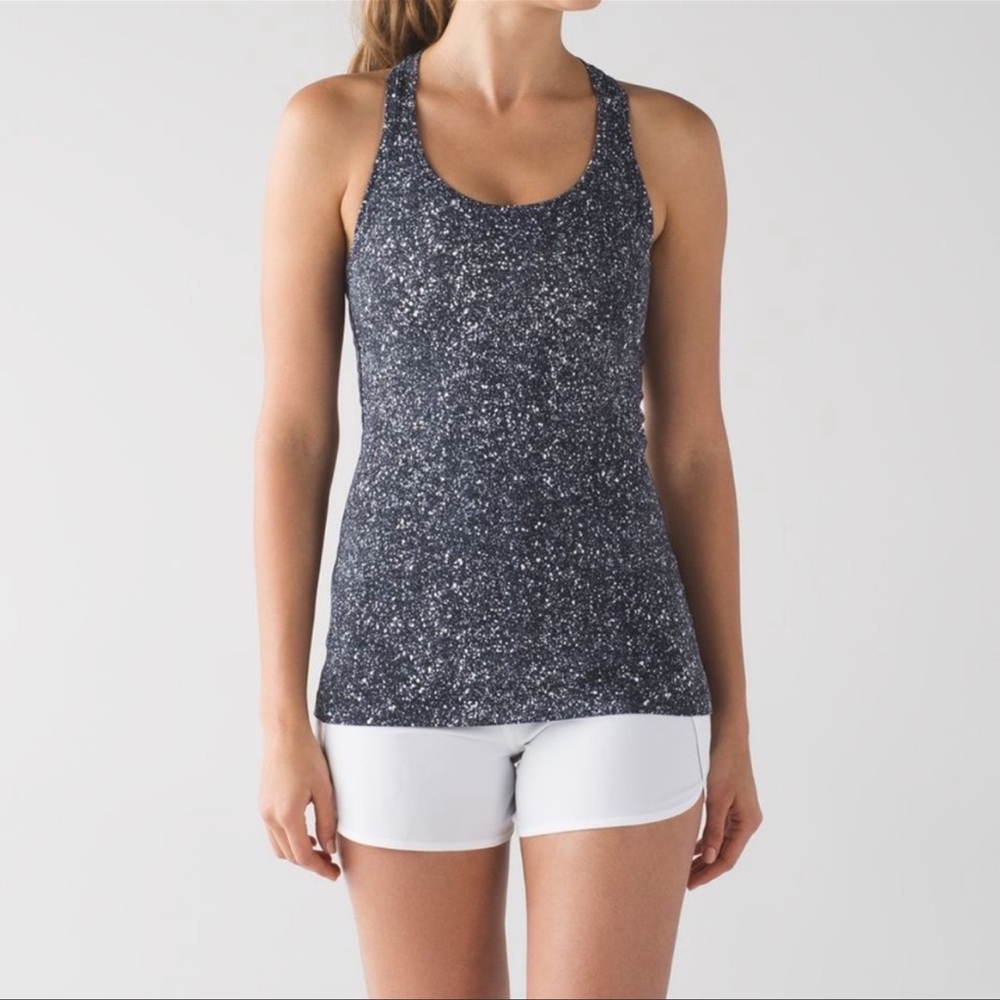 Lululemon Cool Racerback Tank II Mini Splatter White Black